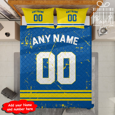 Custom Quilt Sets Los Angeles Jersey Personalized Football Premium Quilt Bedding for Men Women